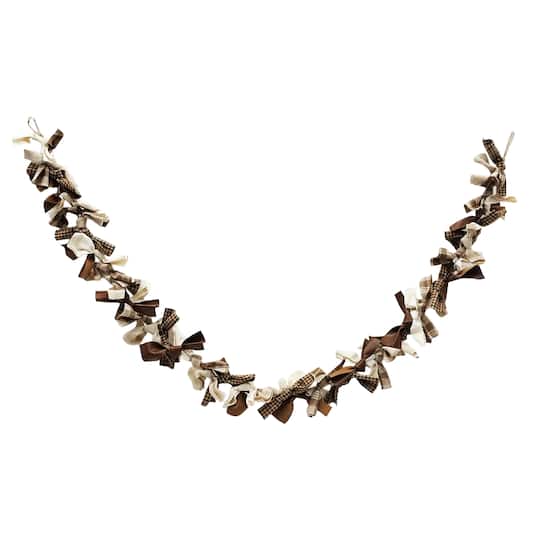 6ft. Brown & White Mix Fabric Garland by Ashland®